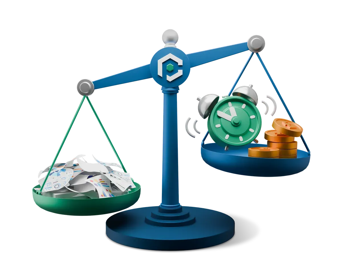 3D balance scales, for showing where sources disagree