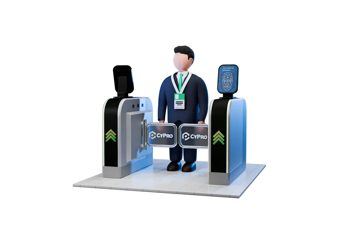 3D access gates with a guard, for checking nothing without permission