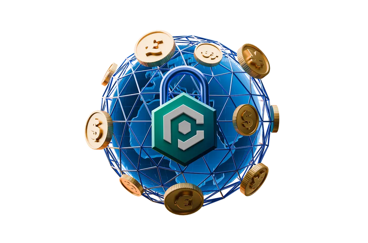 3D globe surrounded by coins, for payment gateway plugins