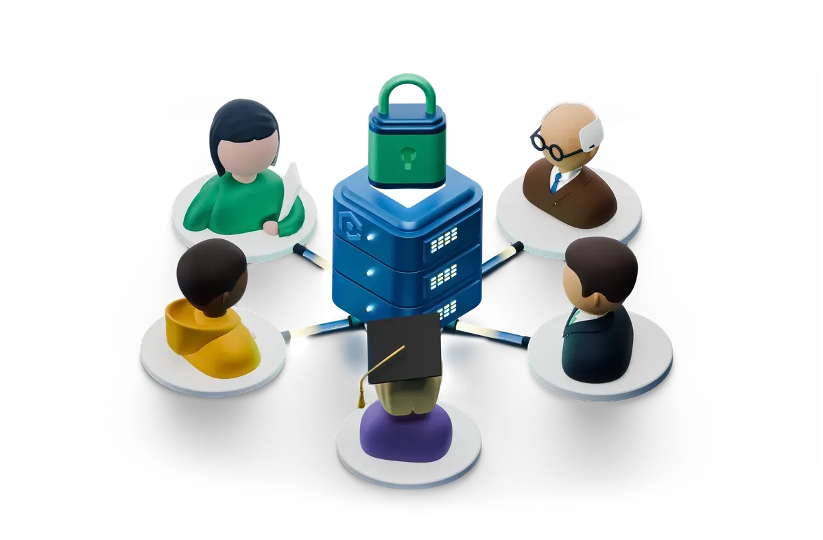 3D group of users around a secured server, for apps that declare a PHP range