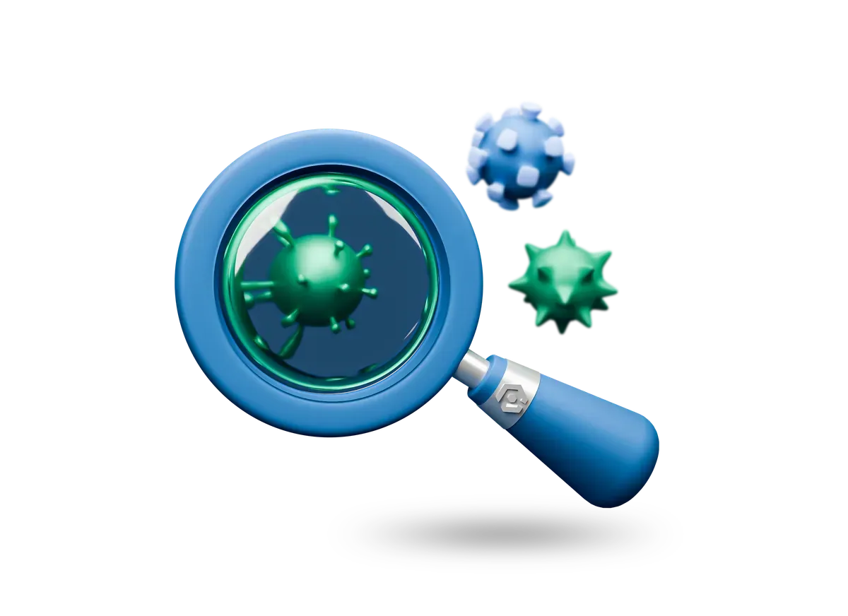 3D magnifying glass over a virus, for finding every PHP installation