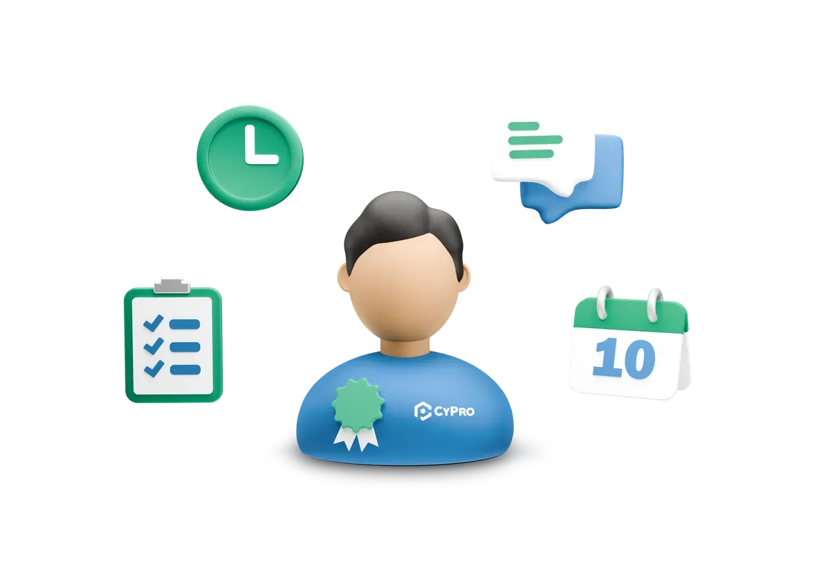 3D planner with a clock and calendar, marking PHP 8.2's end of life