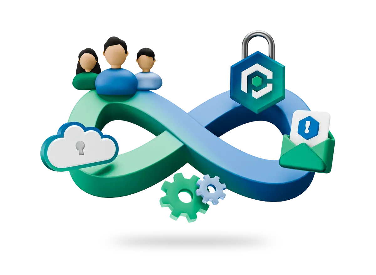 3D loop of cloud, gears and padlock, for the threaded event MPM