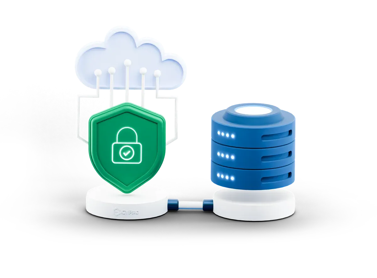 3D cloud server with a security shield, for Plesk