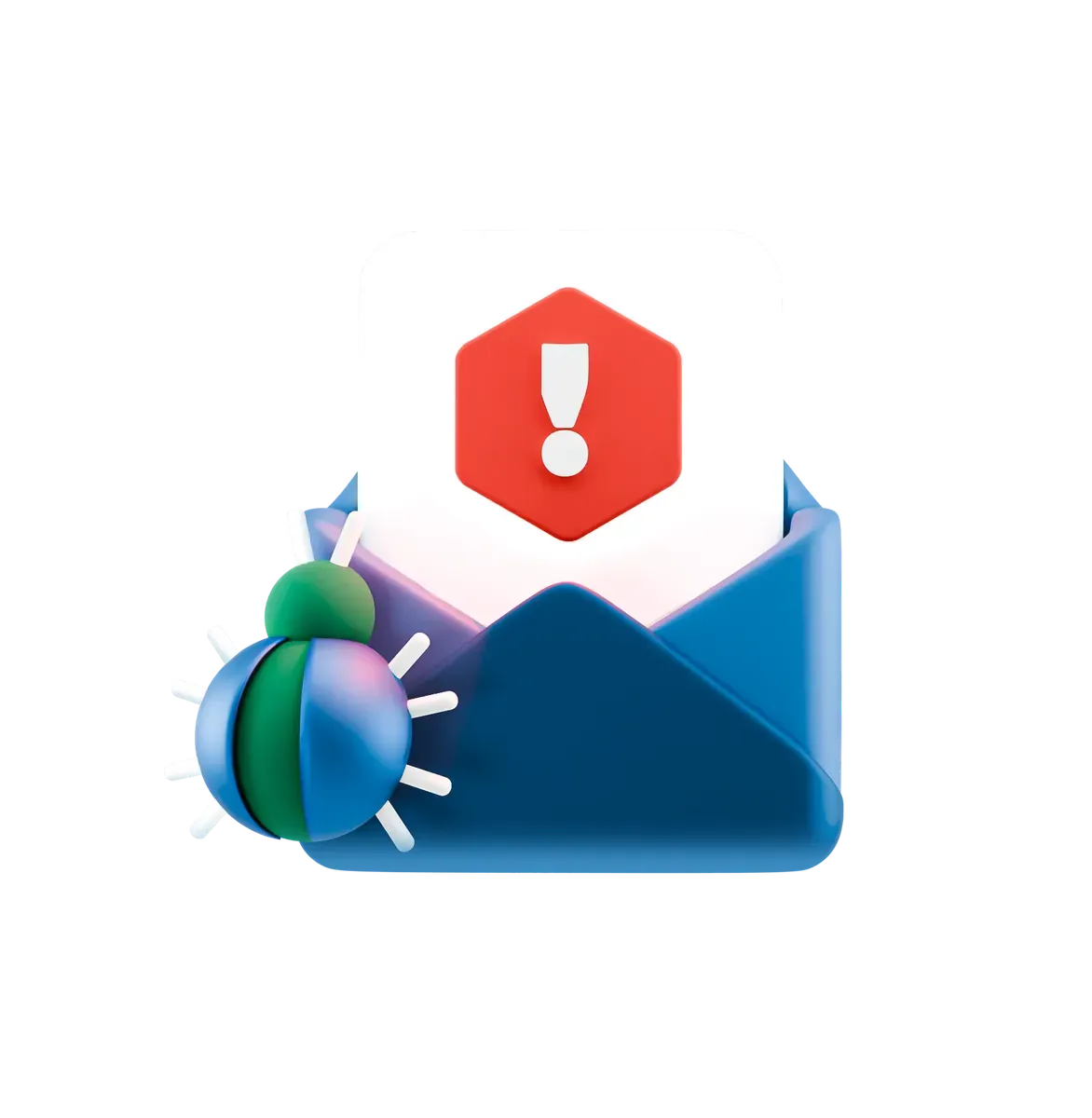 3D envelope with a red alert and a bug, for the PHP2Shell timeline