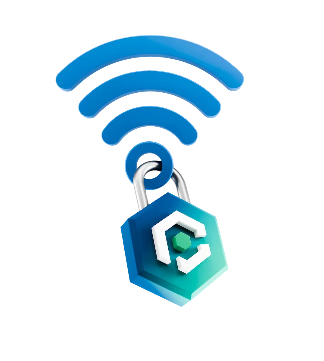 3D wireless signal with a padlock, for PHP-FPM