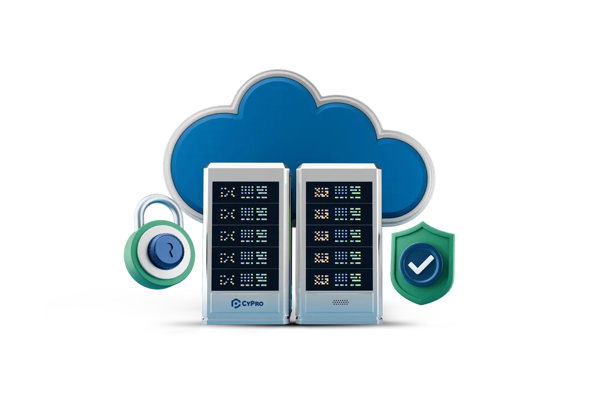3D cloud hosting servers with a shield, for managed WordPress hosting
